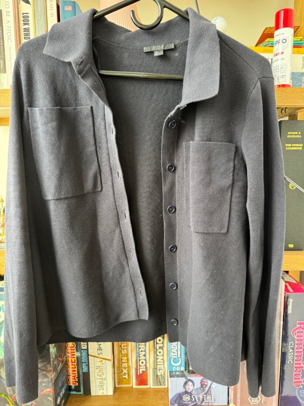 COS Dark Blue Knit Button Overshirt